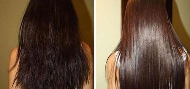 Волосы до и после применения масла